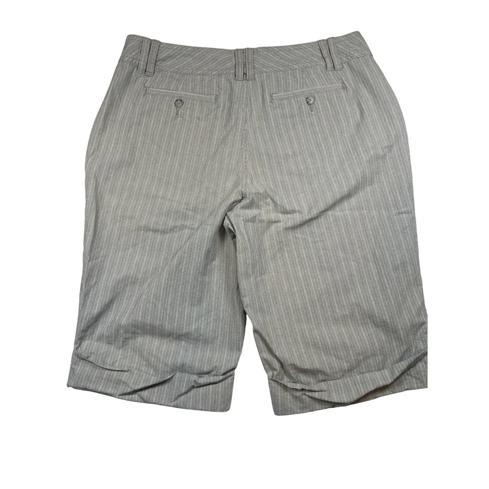 ana A New‎ Approach Tan Pinstripe Bermuda Shorts Womens 16 Cuffed Stretch Cotton